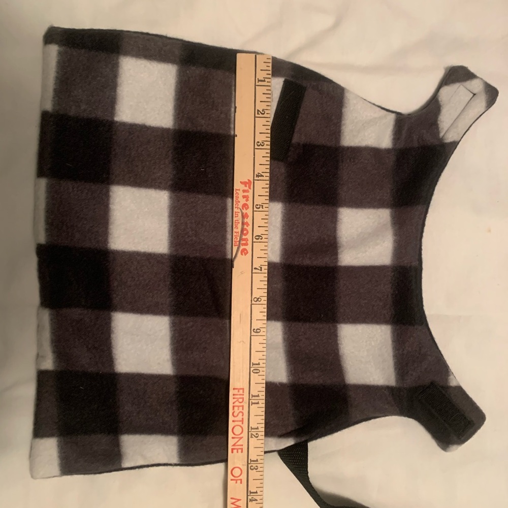 Black and White Plaid Fleece Vest